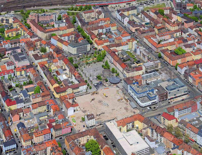 Luftaufnahme ehem. Kaufhof am Aufseßplatz in Nürnberg | Mittelfranken, Bayern
