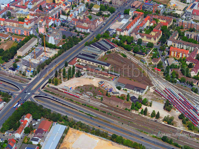 Luftaufnahme ehem. Ringlokschuppen in Nürnberg | Mittelfranken, Bayern