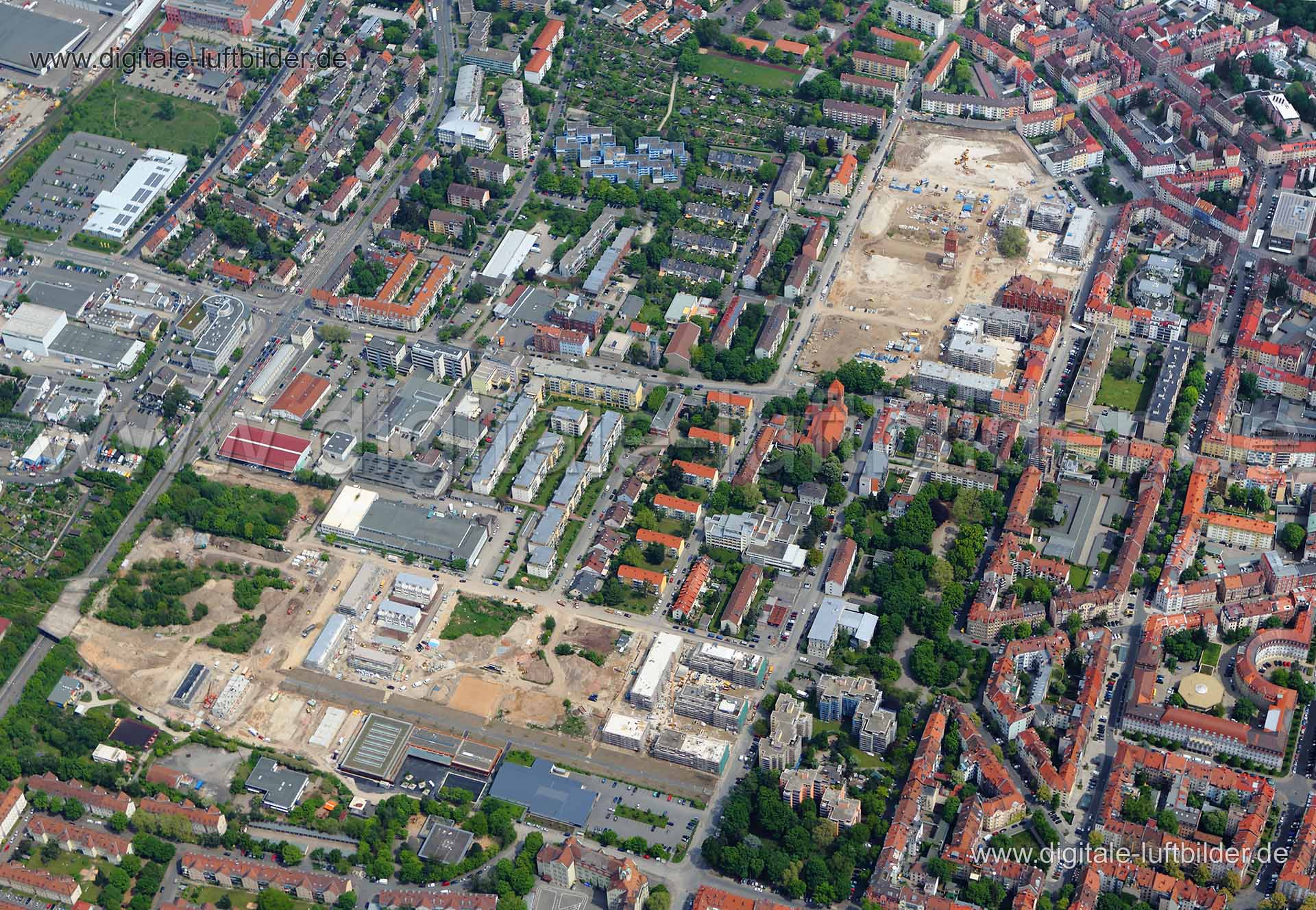Luftaufnahme ehem. Tucher-Areal & ehem. Nordbahnhof in Nürnberg | Mittelfranken, Bayern
