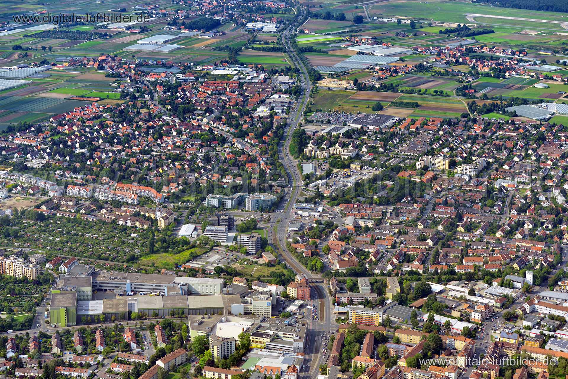 Luftaufnahme Erlanger Straße in Nürnberg | Mittelfranken, Bayern