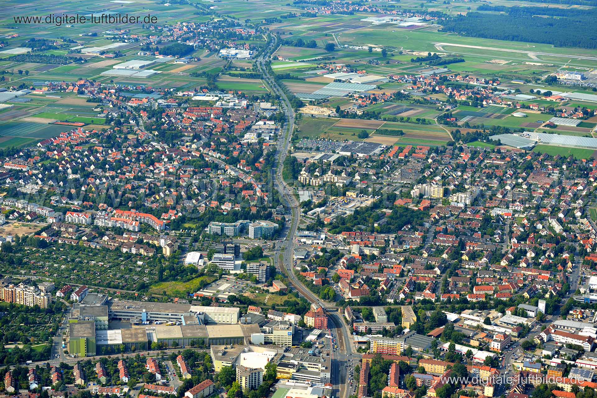 Luftaufnahme Erlanger Straße in Nürnberg | Mittelfranken, Bayern