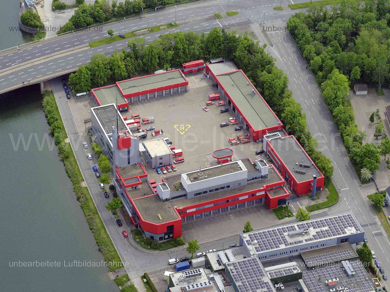 Luftaufnahme Feuerwache am Hafen in Nürnberg | Mittelfranken, Bayern