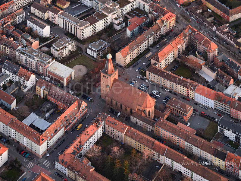 Luftaufnahme Friedenskirche in Nürnberg | Mittelfranken, Bayern
