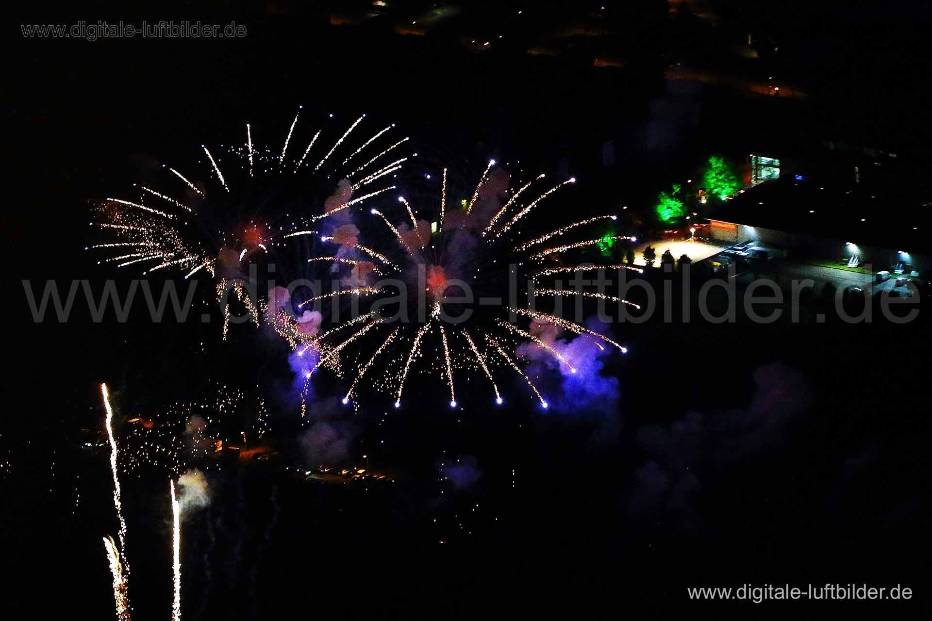 Luftaufnahme Frühlingsfest - Feuerwerk in Nürnberg | Mittelfranken, Bayern