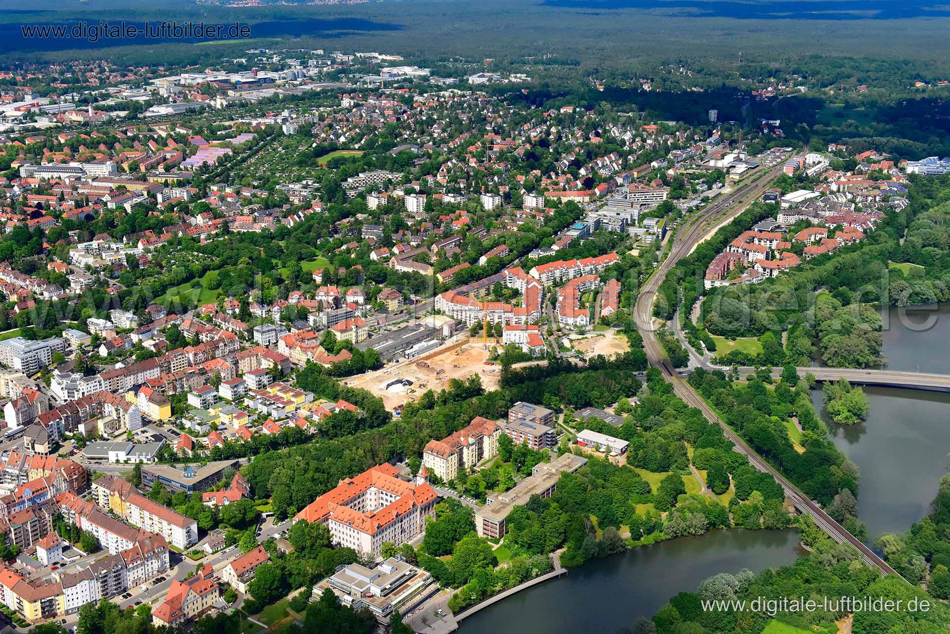 Luftaufnahme Gärten bei Wöhrd in Nürnberg | Mittelfranken, Bayern