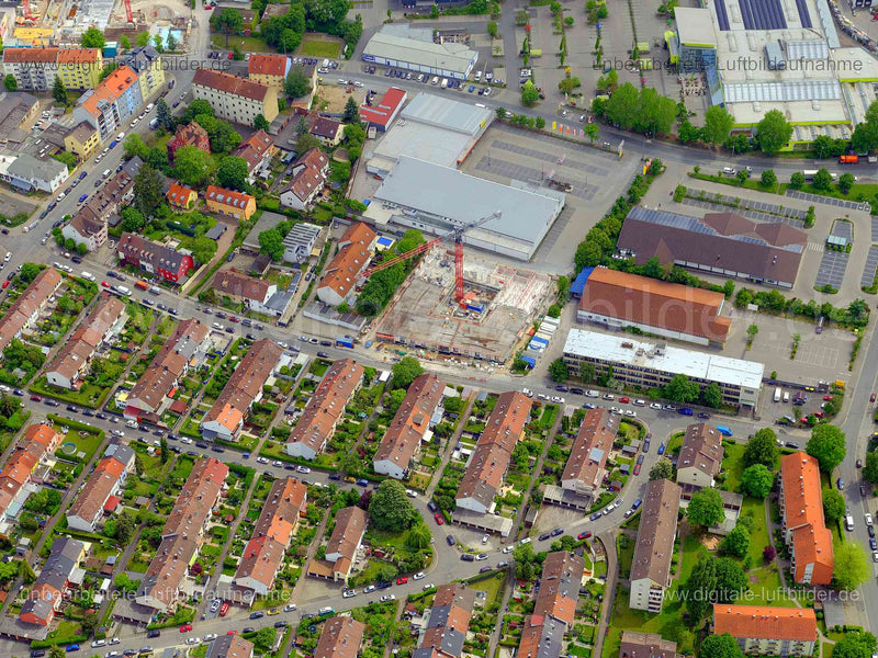 Luftbild - Geiseestraße, Ort: Nürnberg, Tags: St. Leonhardt, Baustelle, Kran, , Blücherstraße, Geisseestraße, Geschwister-...