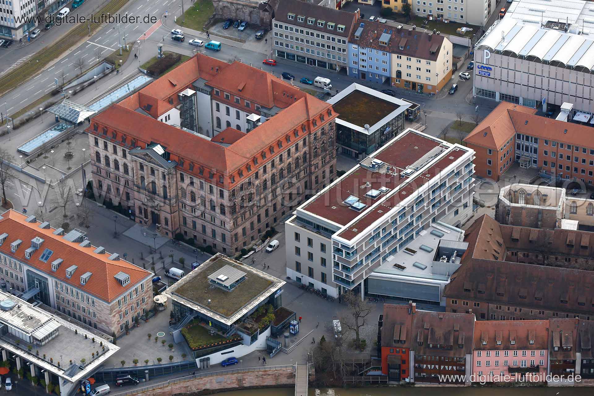 Luftaufnahme Gewerbemuseumsplatz in Nürnberg | Mittelfranken, Bayern