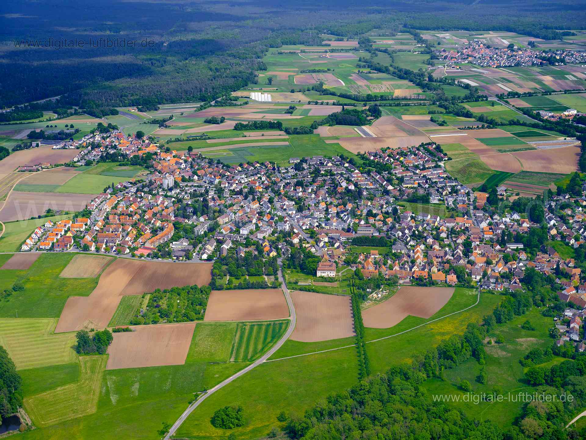 Luftbild - Großgründlach, Ort: Nürnberg, Tags: Knoblauchsland, Acker Äcker, Landwirtschaft, Panorama, , Am Pfarrbaum, Bruc...
