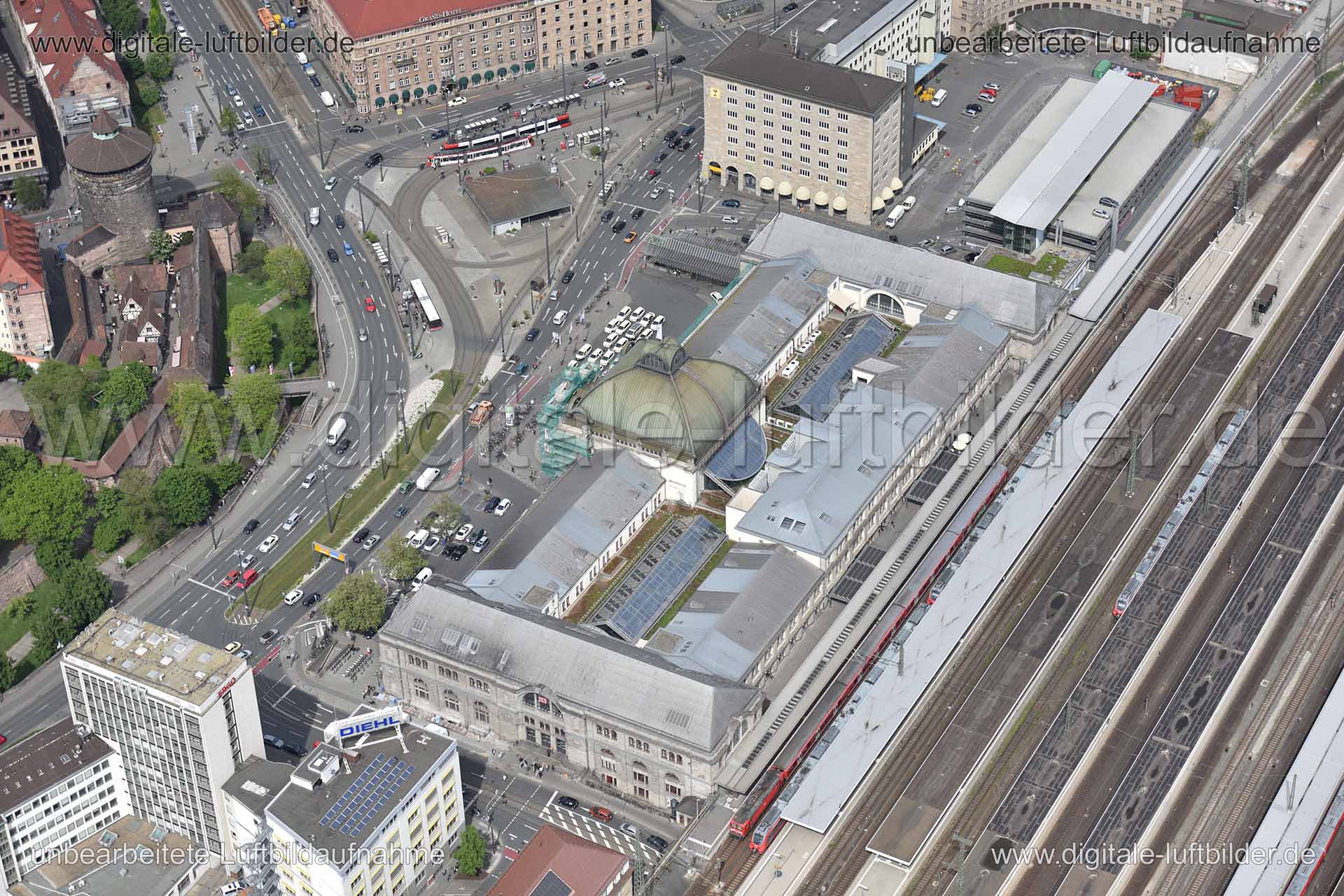 Luftaufnahme Hauptbahnhof in Nürnberg | Mittelfranken, Bayern