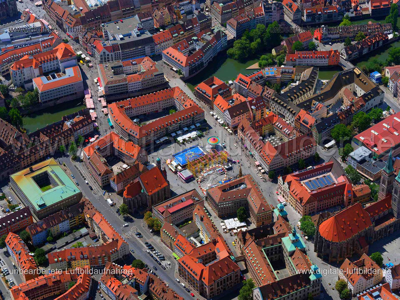 Luftaufnahme Hauptmarkt in Nürnberg | Mittelfranken, Bayern