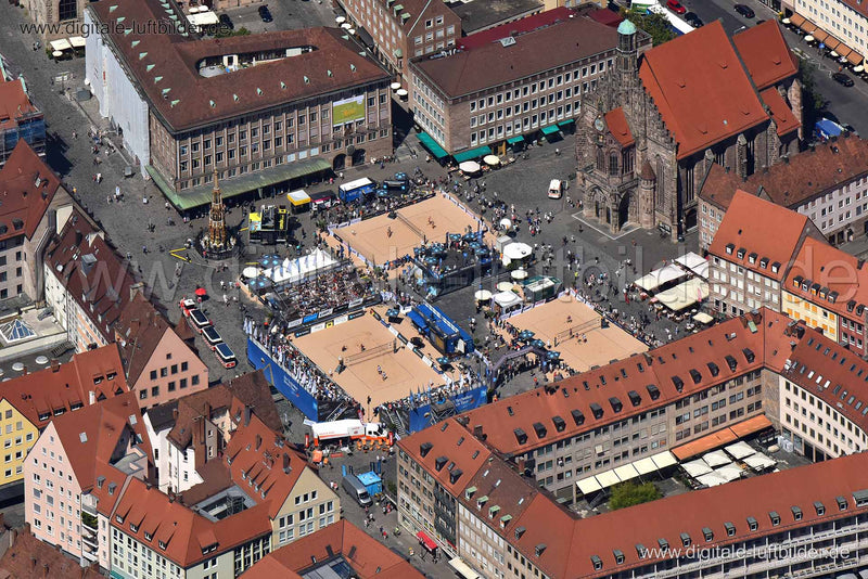 Luftaufnahme Hauptmarkt (Volleyball) in Nürnberg | Mittelfranken, Bayern