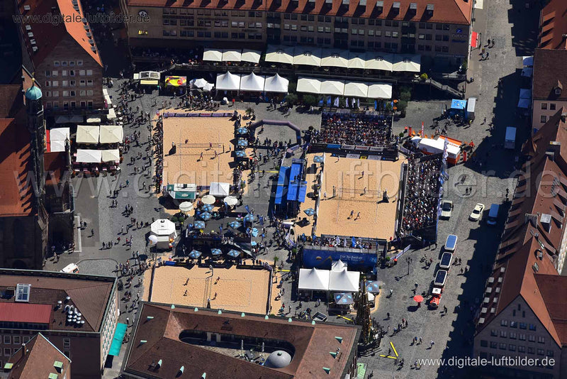 Luftaufnahme Hauptmarkt (Volleyball) in Nürnberg | Mittelfranken, Bayern