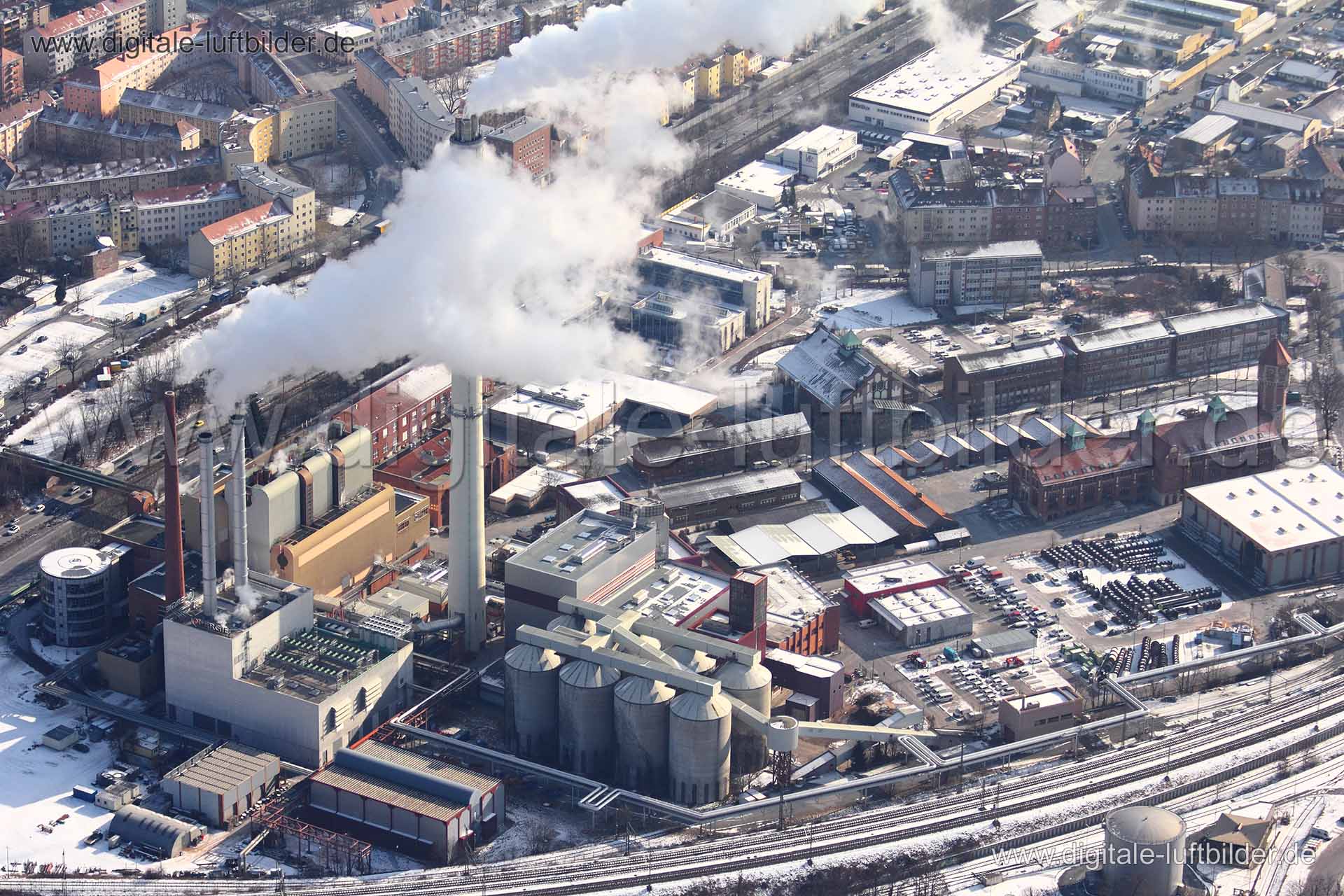 Luftaufnahme Heizkraftwerk in Nürnberg | Mittelfranken, Bayern