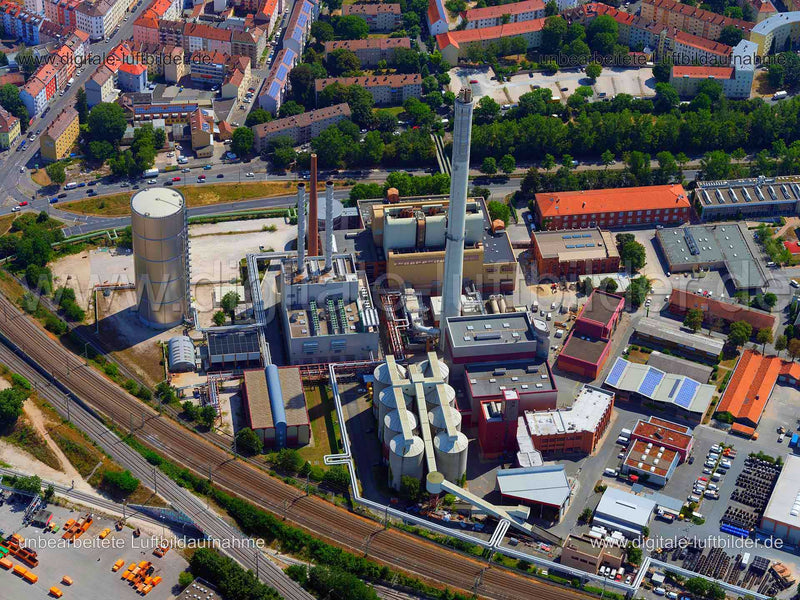 Luftaufnahme Heizkraftwerk Sandreuth in Nürnberg | Mittelfranken, Bayern