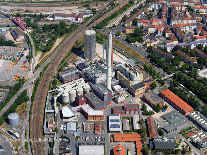 Luftaufnahme Heizkraftwerk Sandreuth in Nürnberg | Mittelfranken, Bayern
