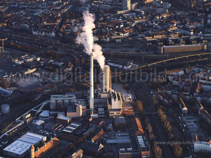 Luftaufnahme Heizkraftwerk Sandreuth in Nürnberg | Mittelfranken, Bayern