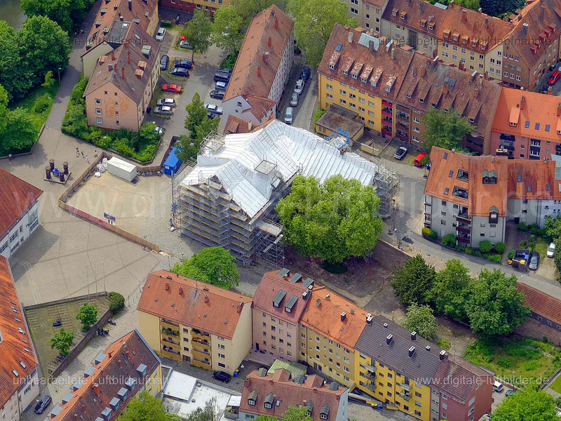 Luftbild - Herrenschießhaus, Ort: Nürnberg, Tags: Herrenschießhaus, Altstadt, , Am Sand, Andreij-Sacharow-Platz, Grübelstr...