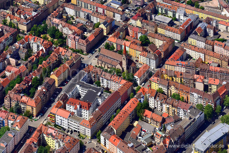 Luftaufnahme Herz-Jesu-Kirche in Nürnberg | Mittelfranken, Bayern