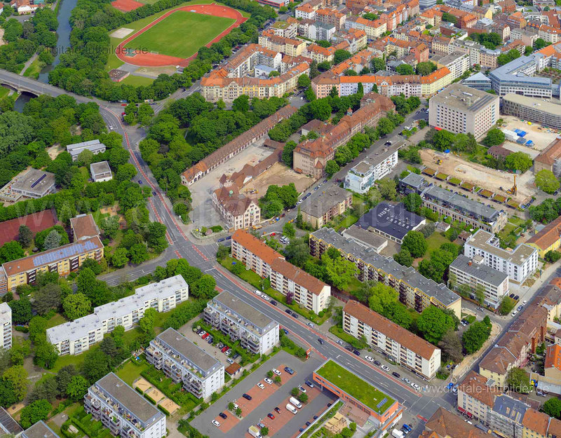 Luftaufnahme alte Feuerwache in Nürnberg | Mittelfranken, Bayern