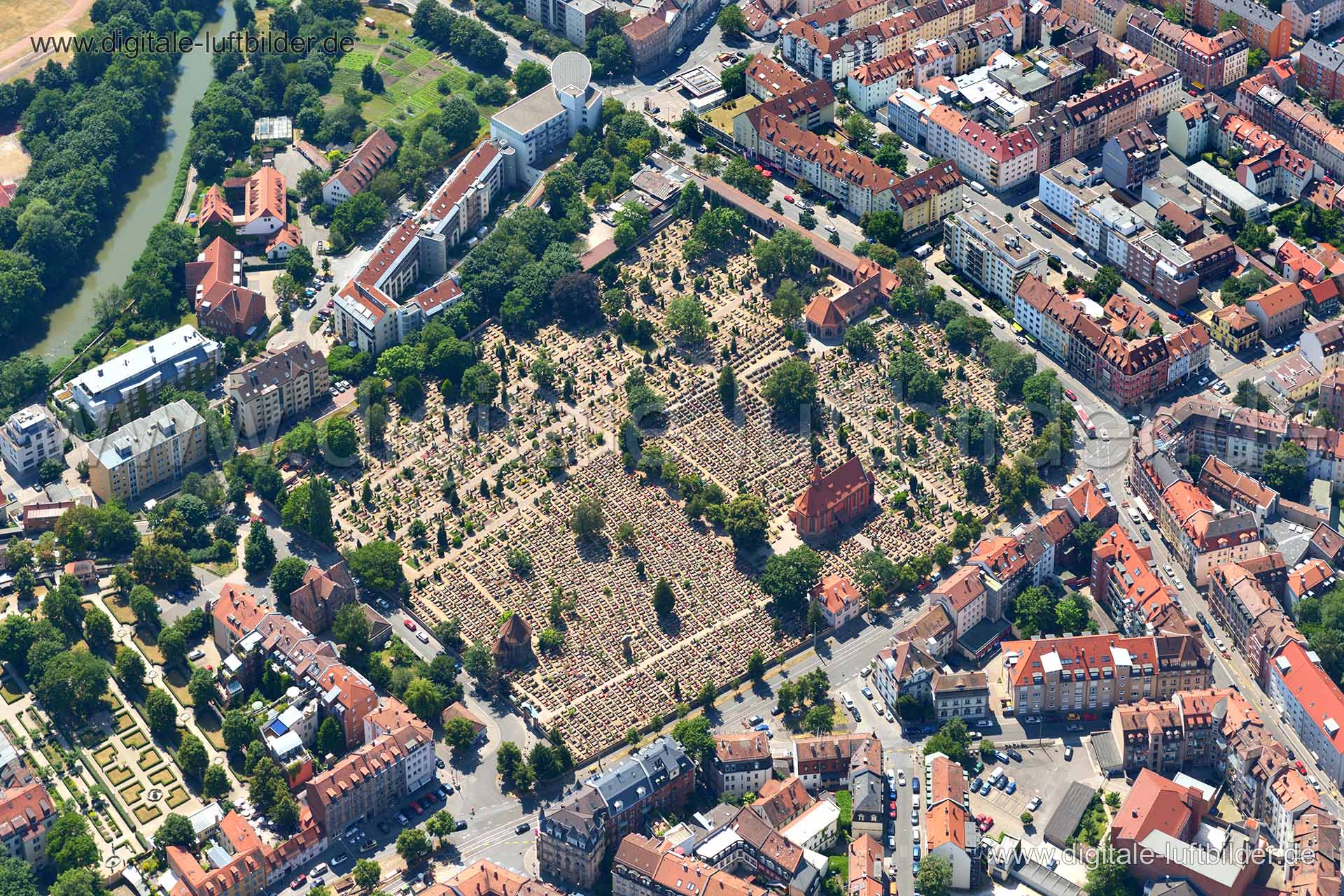 Luftaufnahme Johannisfriedhof in Nürnberg | Mittelfranken, Bayern