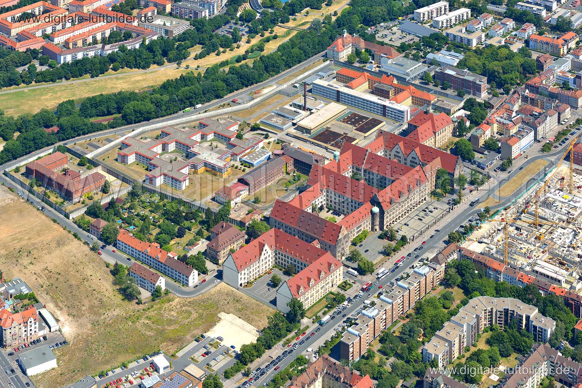 Luftaufnahme Justizpalast & JVA in Nürnberg | Mittelfranken, Bayern