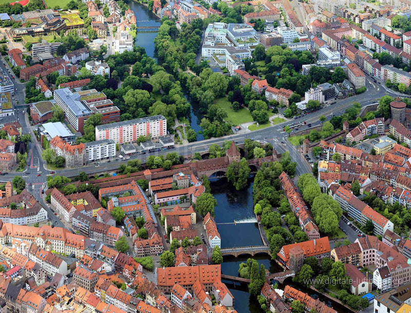 Luftaufnahme Kettensteg in Nürnberg | Mittelfranken, Bayern
