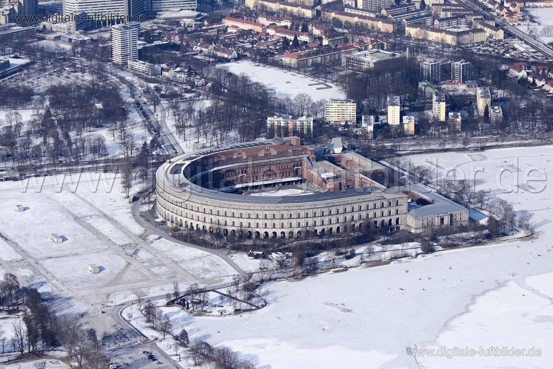 Luftaufnahme Kongresshalle im Winter in Nürnberg | Mittelfranken, Bayern