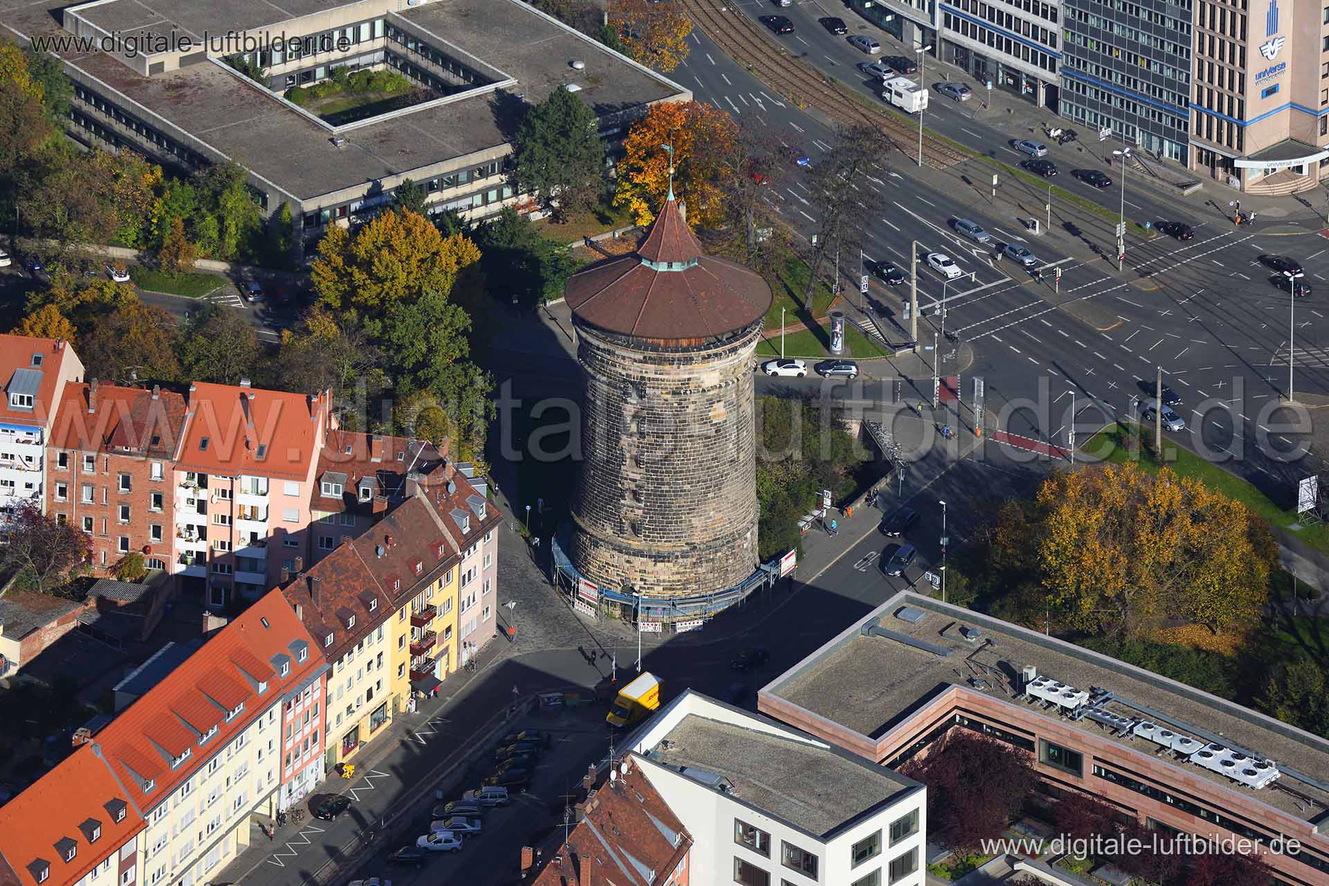 Luftaufnahme Laufer Torturm in Nürnberg | Mittelfranken, Bayern