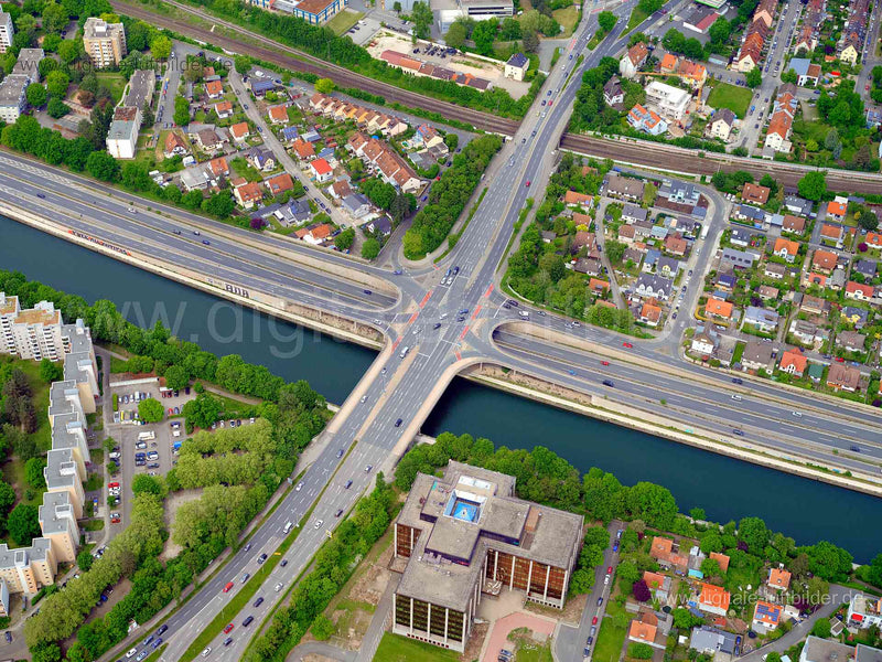 Luftaufnahme Ludwig-Scholz-Brücke in Nürnberg | Mittelfranken, Bayern