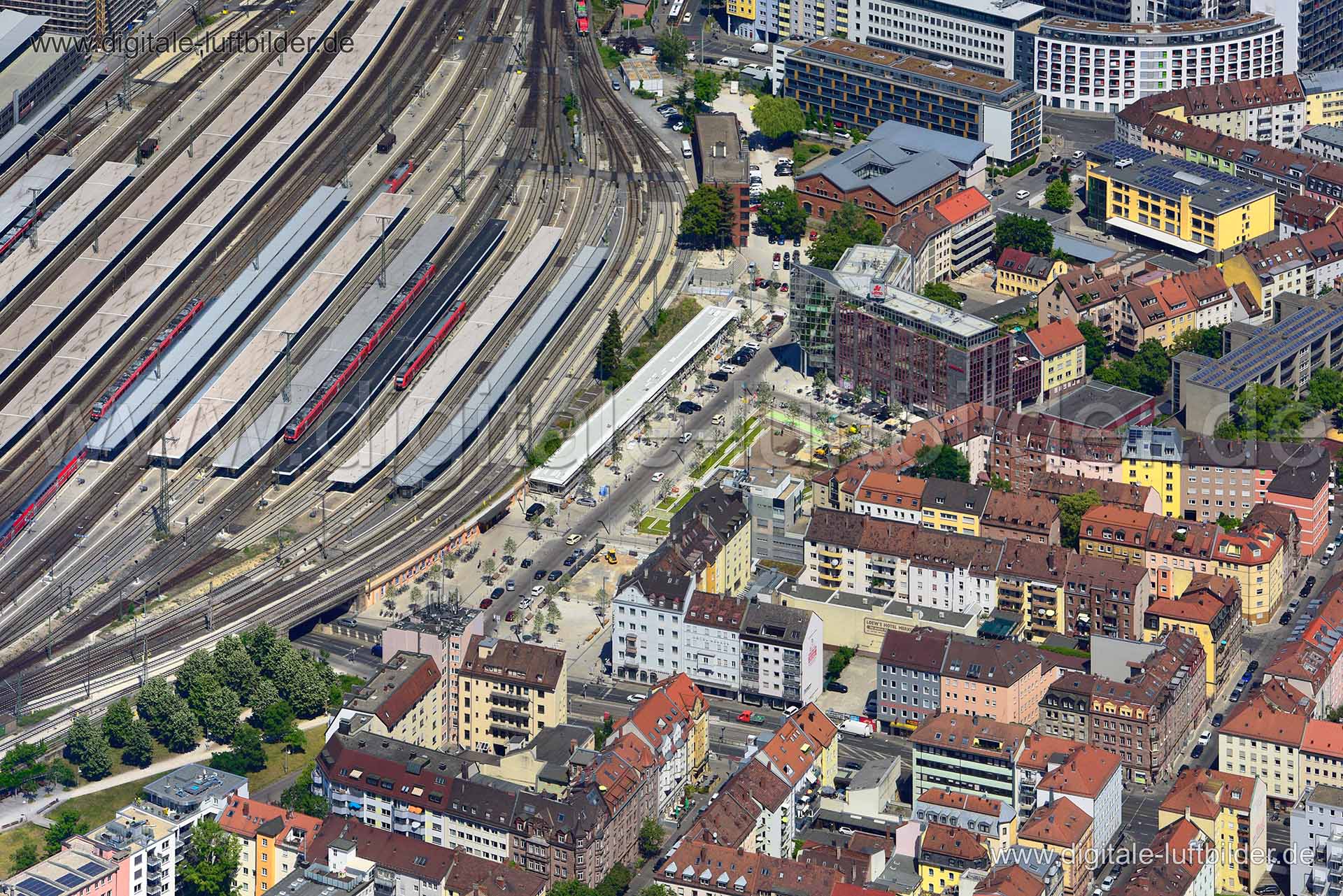 Luftaufnahme Nelson-Mandela-Platz in Nürnberg | Mittelfranken, Bayern