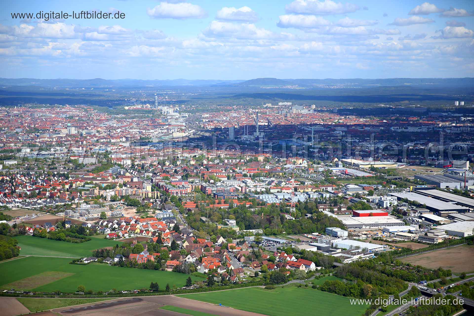 Luftaufnahme Panorama in Nürnberg | Mittelfranken, Bayern