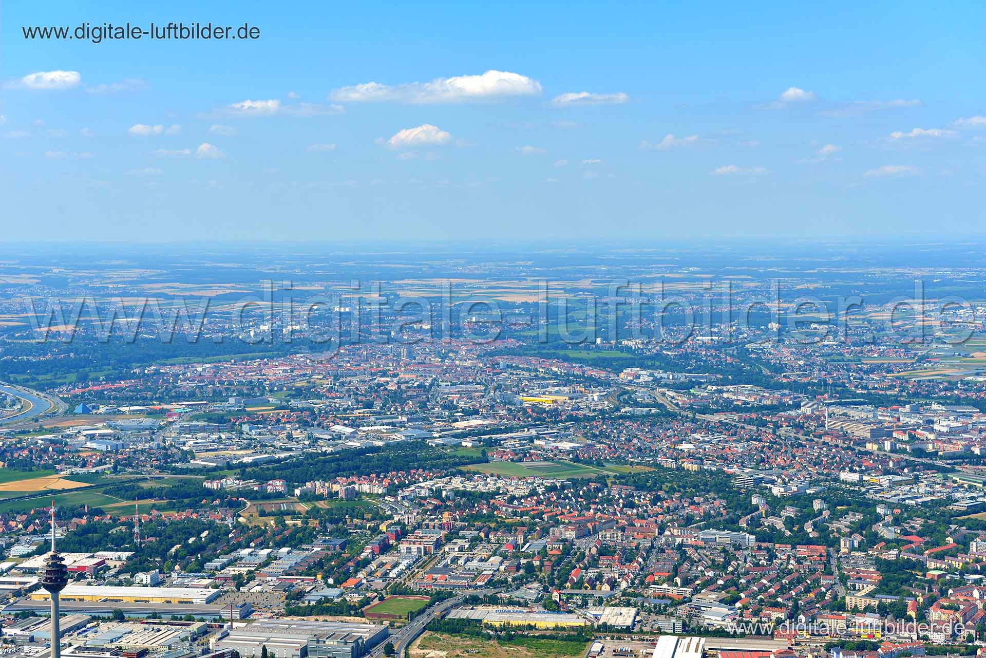 Luftaufnahme Panorama in Nürnberg | Mittelfranken, Bayern