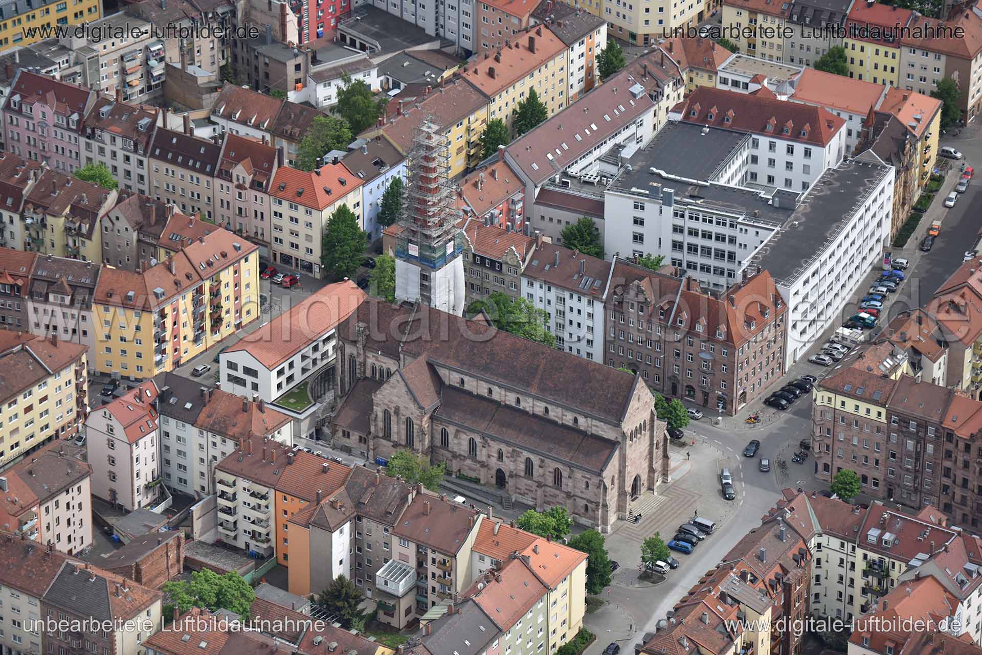 Luftaufnahme Paulskirche in Nürnberg | Mittelfranken, Bayern