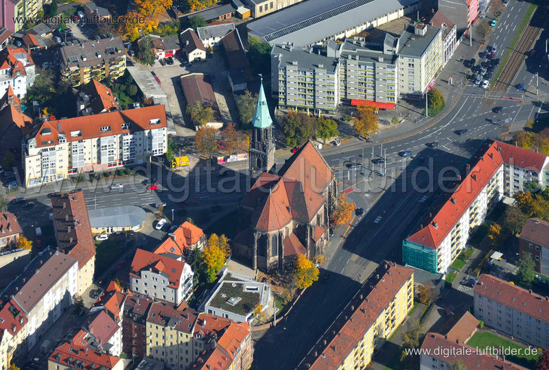 Luftaufnahme Peterskirche in Nürnberg | Mittelfranken, Bayern