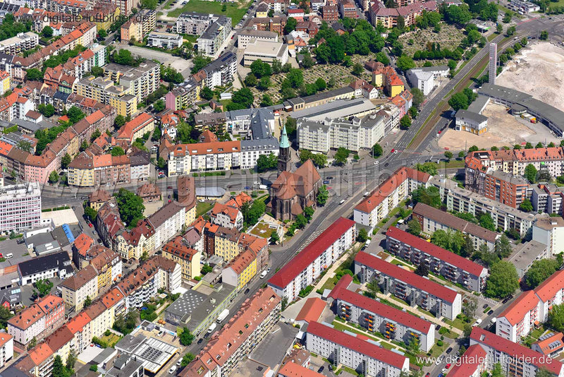 Luftaufnahme Peterskirche in Nürnberg | Mittelfranken, Bayern