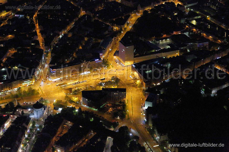 Luftaufnahme Plärrer bei Nacht in Nürnberg | Mittelfranken, Bayern