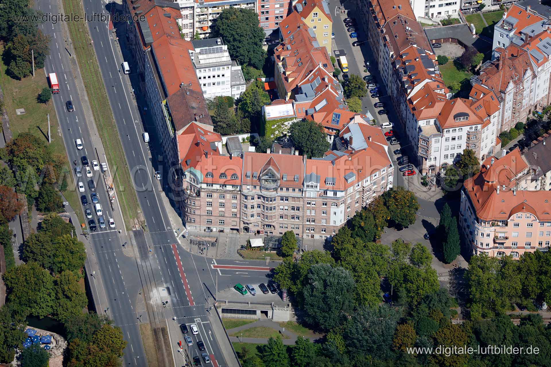 Luftaufnahme Prinzregentenufer in Nürnberg | Mittelfranken, Bayern