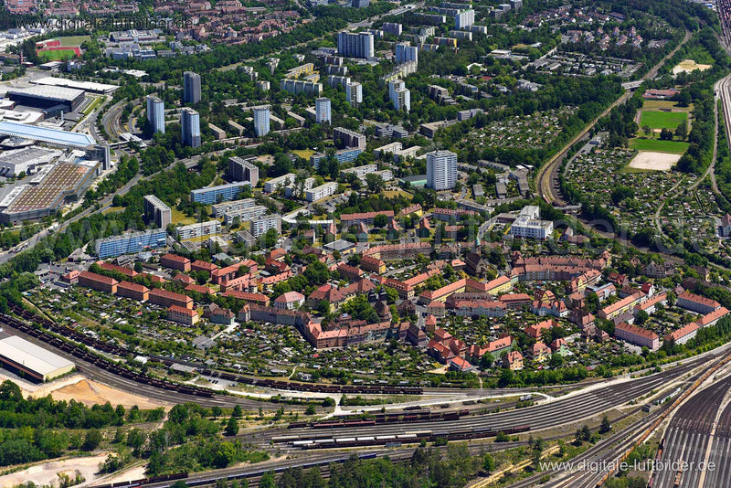 Luftaufnahme Rangierbahnhof-Siedlung in Nürnberg | Mittelfranken, Bayern
