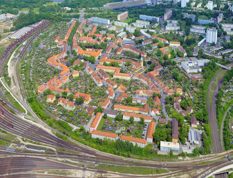 Luftaufnahme Rangierbahnhofsiedlung in Nürnberg | Mittelfranken, Bayern