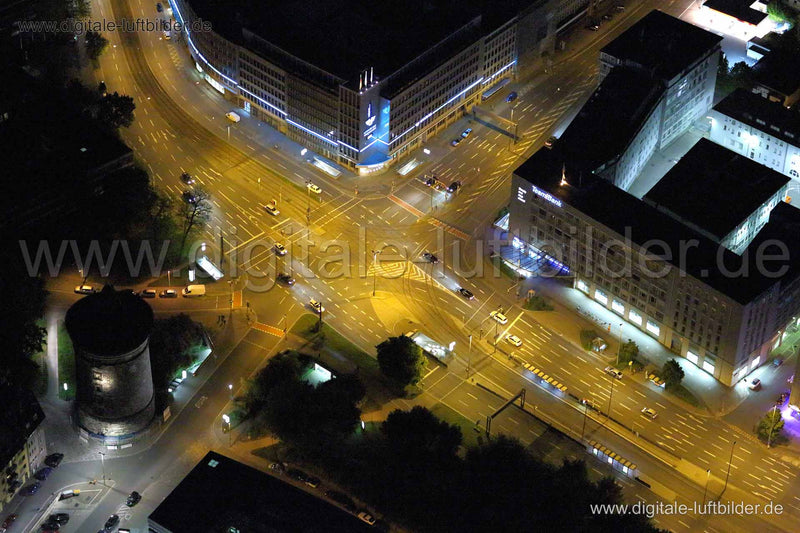 Luftaufnahme Rathenauplatz bei Nacht in Nürnberg | Mittelfranken, Bayern