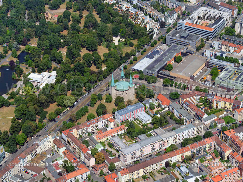 Luftaufnahme Reformations-Gedächtnis-Kirche in Nürnberg | Mittelfranken, Bayern