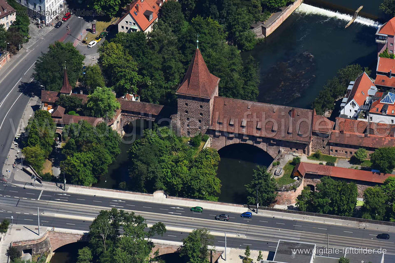 Luftaufnahme Schlayenturm am Kettensteg in Nürnberg | Mittelfranken, Bayern