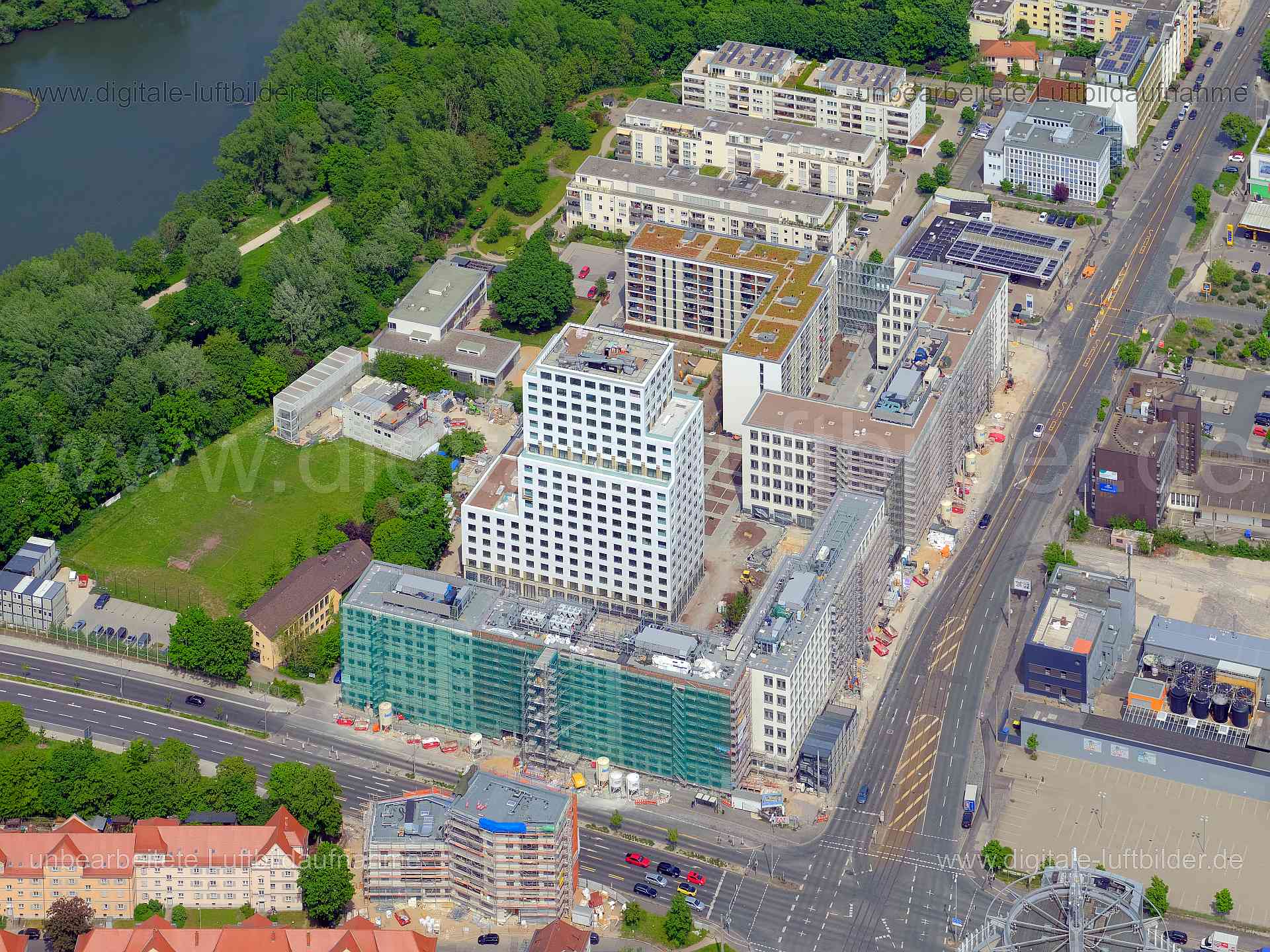 Luftbild - Seetor City Campus, Ort: Nürnberg, Tags: Seetor City Campus, Sontowski & Partner, Wöhrder See, Neubau, Hochhaus...