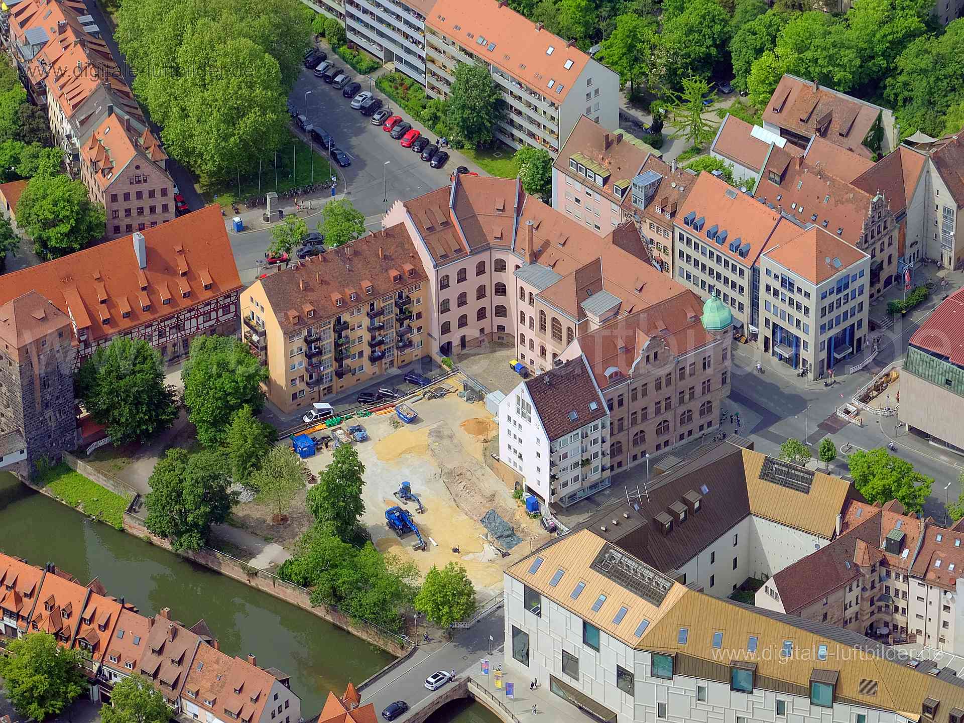 Luftbild - Sozailgericht Nürnberg, Ort: Nürnberg, Tags: Sozialgericht Nürnberg, , Bratwurstgasse, Maxplatz, Nägeleinsplatz...
