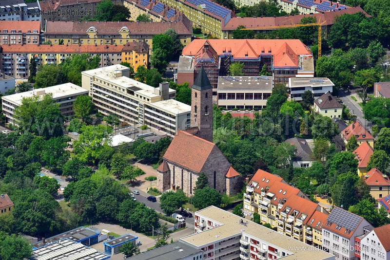 Luftaufnahme St. Markus Kirche in Nürnberg | Mittelfranken, Bayern