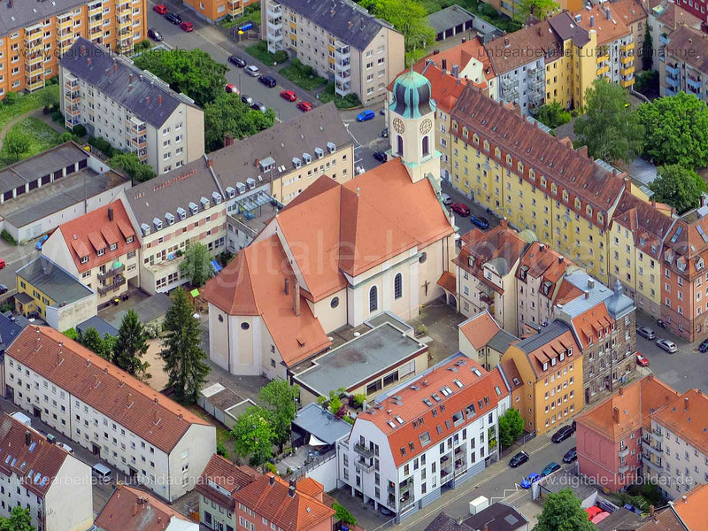 Luftbild - St. Michael Kirche, Ort: Nürnberg, Tags: St. Michael Kirche, Kirche, St. Johannis, , Amalienstraße, Johannisstr...