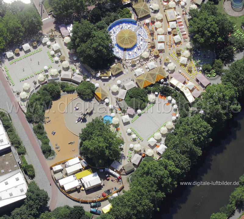 Luftaufnahme Strandfest (Insel Schütt) in Nürnberg | Mittelfranken, Bayern