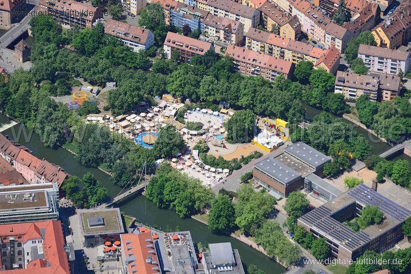 Luftaufnahme Strandfest Insel Schütt in Nürnberg | Mittelfranken, Bayern