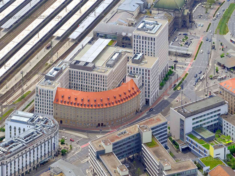 Luftbild - Tafelhof Palais, Ort: Nürnberg, Tags: Tafelhof Palais, Neubau, Sanierung, Kernsanierung, Alte Post, Hauptbahnho...