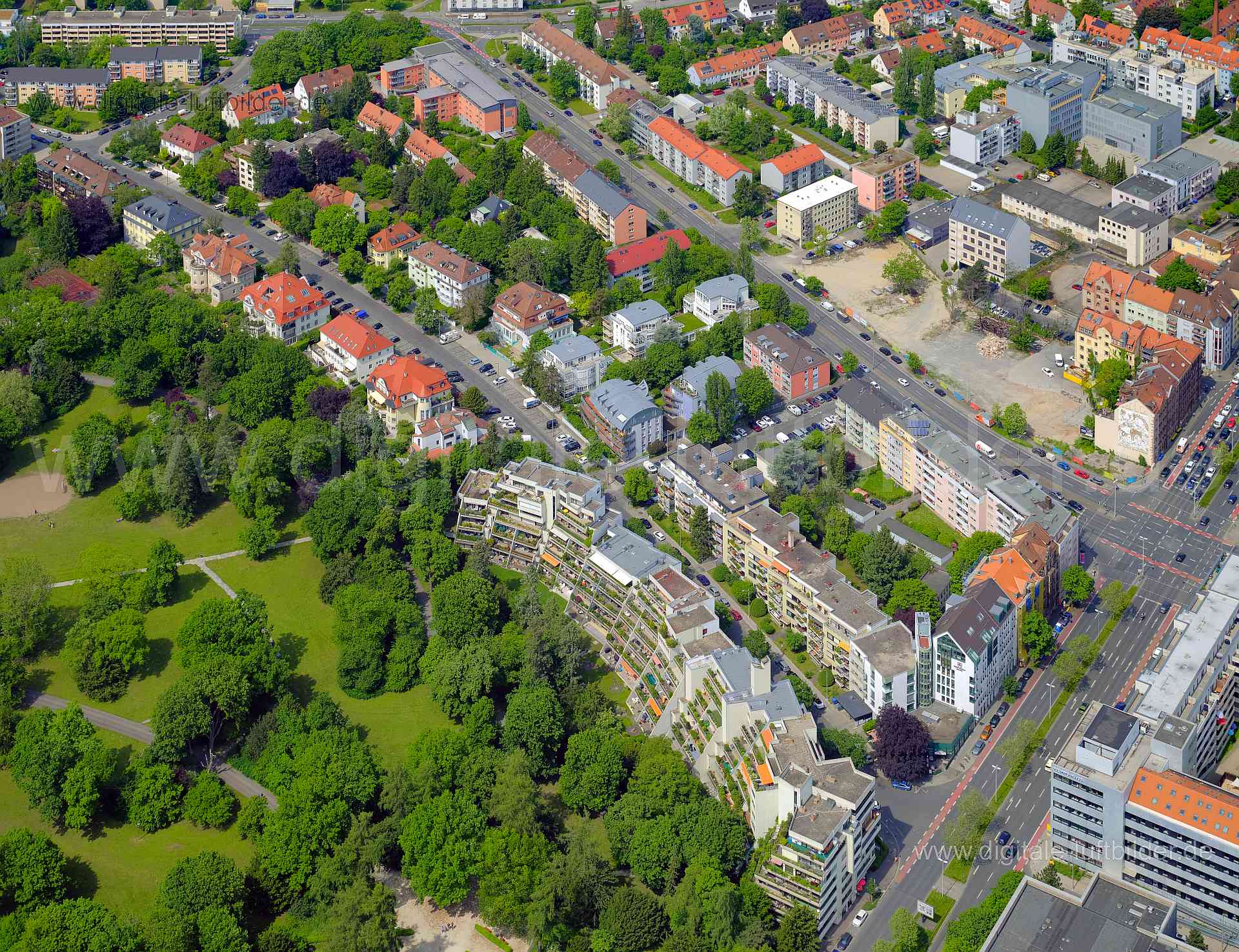 Luftbild - Virchowstraße, Ort: Nürnberg, Tags: Schoppershof, Stadtpark, Gärten hinter der Veste, Nordstadt, , , , Am Stadt...